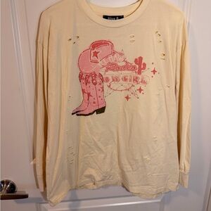 Blue B Cream Long Sleeve Cowgirl Tee